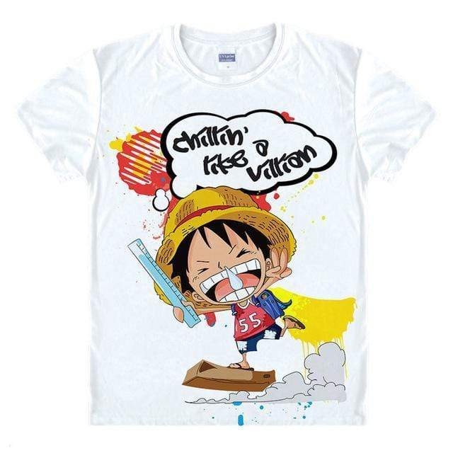 Anime Merchandise T-Shirt M One Piece Shirts - Chillin' Like a Villian T-Shirt