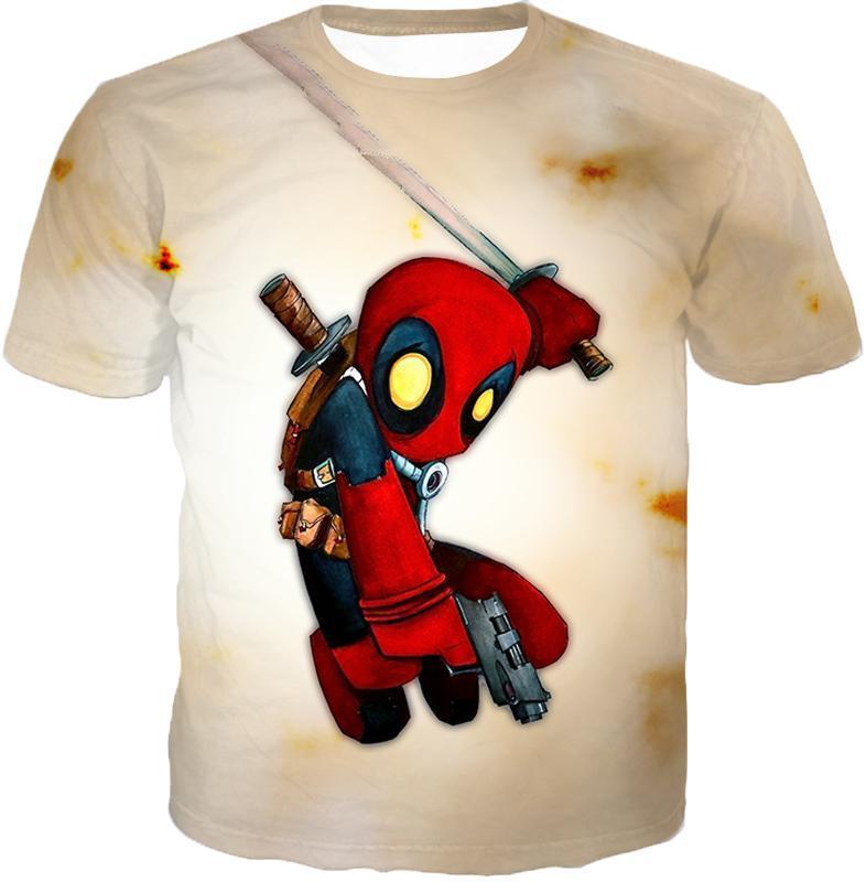OtakuPlan T-Shirt T-Shirt / XXS One Piece T-Shirt - Deadpool Funny Figure White T-Shirt