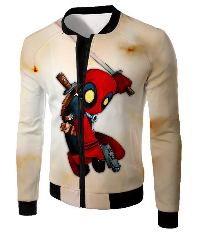 OtakuPlan T-Shirt Jacket / XXS One Piece T-Shirt - Deadpool Funny Figure White T-Shirt