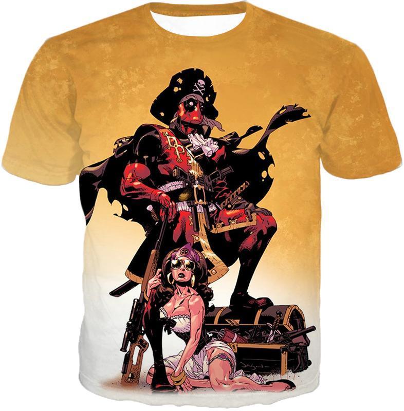 OtakuPlan T-Shirt T-Shirt / XXS One Piece T-Shirt - Deadpool Pirate Cosplay Yellow T-Shirt
