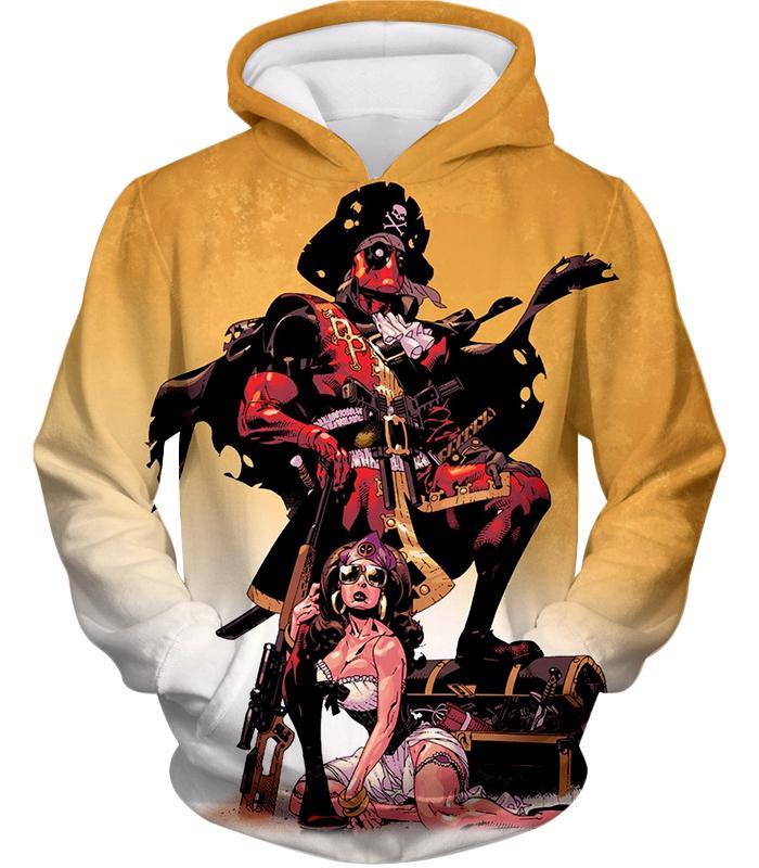 OtakuPlan T-Shirt Hoodie / XXS One Piece T-Shirt - Deadpool Pirate Cosplay Yellow T-Shirt