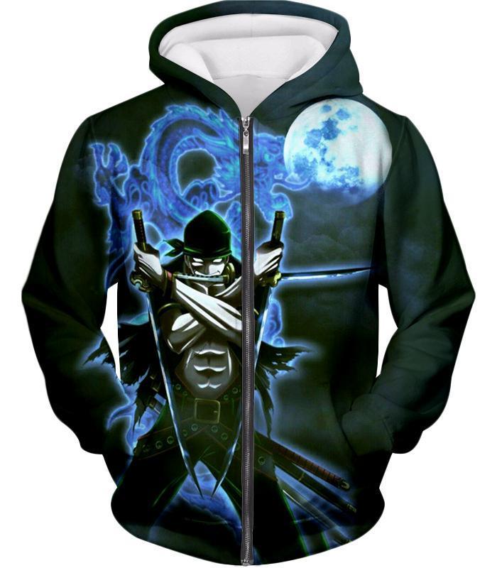 OtakuForm-OP T-Shirt Zip Up Hoodie / XXS One Piece T-Shirt - One Piece   Swordsman Roronoa Zoro Action T-Shirt