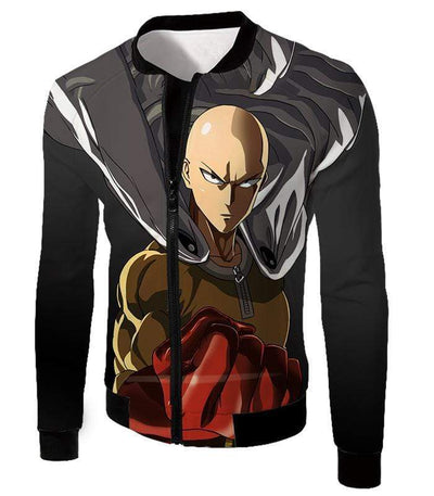 OtakuForm-OP Sweatshirt Jacket / XXS One Punch Man Most Powerful Hero Saitama Awesome Promo Black Sweatshirt