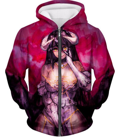 Overlord Extremely Evil Devil Albedo Anime Graphic Zip Up Hoodie