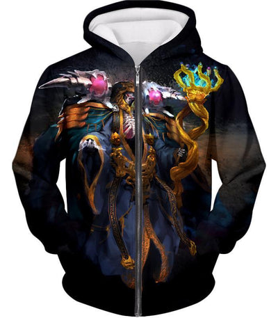 OtakuForm-OP Sweatshirt Zip Up Hoodie / XXS Overlord Extremely Powerful Guild Master Ainz Ooal Gown Cool Graphic Sweatshirt
