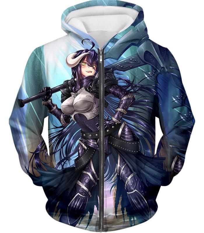 OtakuForm-OP Hoodie Zip Up Hoodie / XXS Overlord Ready for Action Albedo the White Devil Cool Anime Promo Hoodie