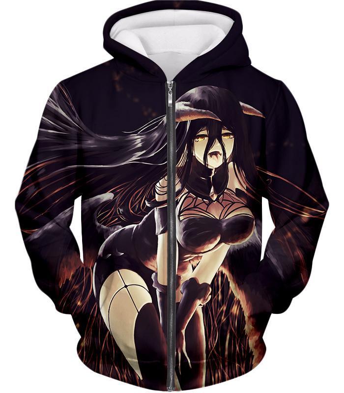 OtakuForm-OP Hoodie Zip Up Hoodie / XXS Overlord Super Sexy Albedo the White Devil Anime Graphic Action Promo Hoodie