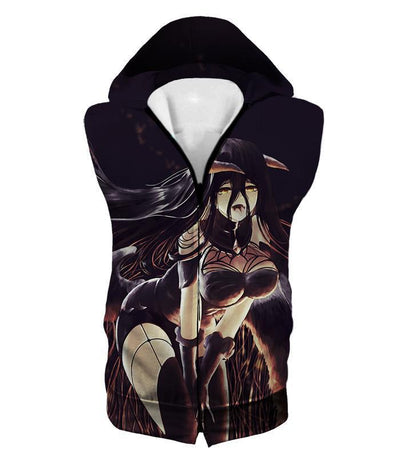 OtakuForm-OP Zip Up Hoodie Hooded Tank Top / XXS Overlord Super Sexy Albedo the White Devil Anime Graphic Action Promo Zip Up Hoodie