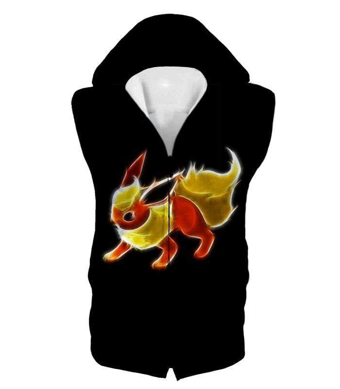 OtakuForm-OP T-Shirt Hooded Tank Top / XXS Pokemon Fire Type Eevee Evolution Flareon Cool Black T-Shirt  - Pokemon T-Shirt