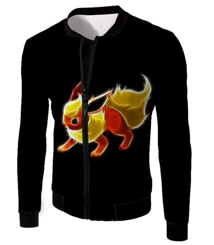 Pokemon Fire Type Eevee Evolution Flareon Cool Black T-Shirt  - Pokemon T-Shirt