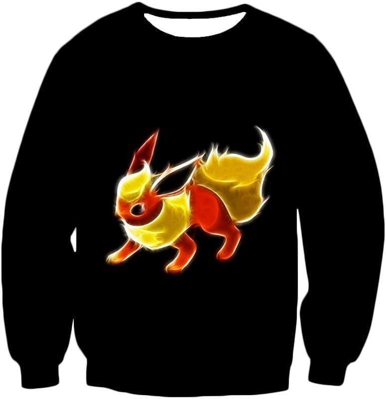 OtakuForm-OP Zip Up Hoodie Sweatshirt / XXS Pokemon Fire Type Eevee Evolution Flareon Cool Black Zip Up Hoodie  - Pokemon Zip Up Hoodie