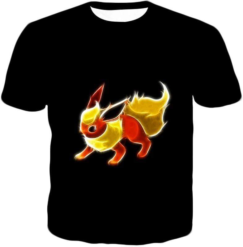 OtakuForm-OP Zip Up Hoodie T-Shirt / XXS Pokemon Fire Type Eevee Evolution Flareon Cool Black Zip Up Hoodie  - Pokemon Zip Up Hoodie