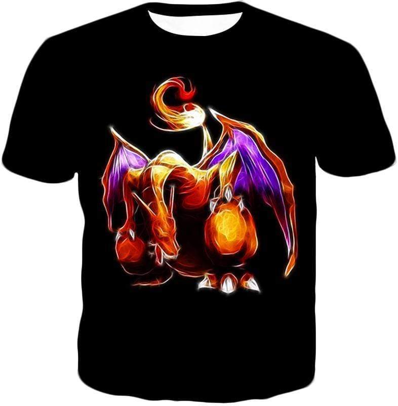 OtakuForm-OP T-Shirt T-Shirt / XXS Pokemon Generation One Flying Fire Type Pokemon Charizard Cool Black T-Shirt  - Pokemon T-Shirt