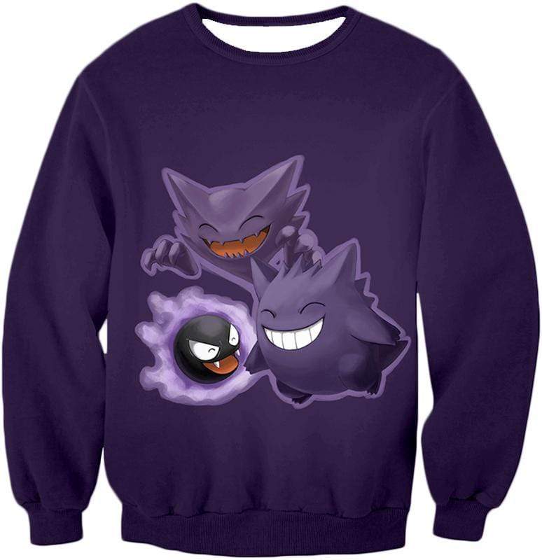 OtakuForm-OP Sweatshirt Sweatshirt / XXS Pokemon Ghost Pokemon Trio Ghastly Hunter and Gengar Cool Anime Sweatshirt  - Pokemon Sweatshirt