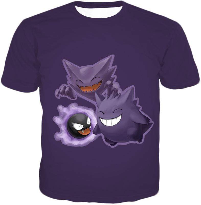 OtakuForm-OP T-Shirt T-Shirt / XXS Pokemon Ghost Pokemon Trio Ghastly Hunter and Gengar Cool Anime T-Shirt  - Pokemon T-Shirt