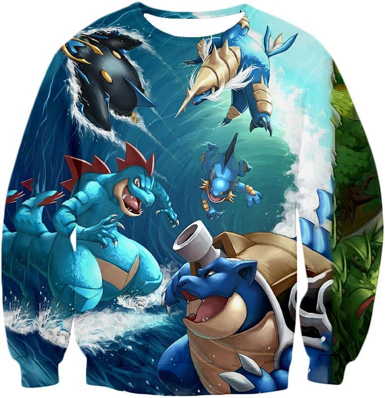 OtakuForm-OP Hoodie Sweatshirt / XXS Pokemon Hoodie - Pokemon Awesome All Powerful Water Type Pokemons Cool Hoodie