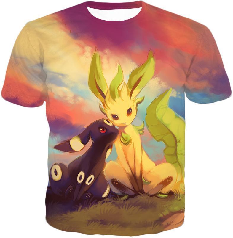 OtakuForm-OP Hoodie T-Shirt / XXS Pokemon Hoodie - Pokemon Cute Wolf Umbreon and Leafeon Hoodie