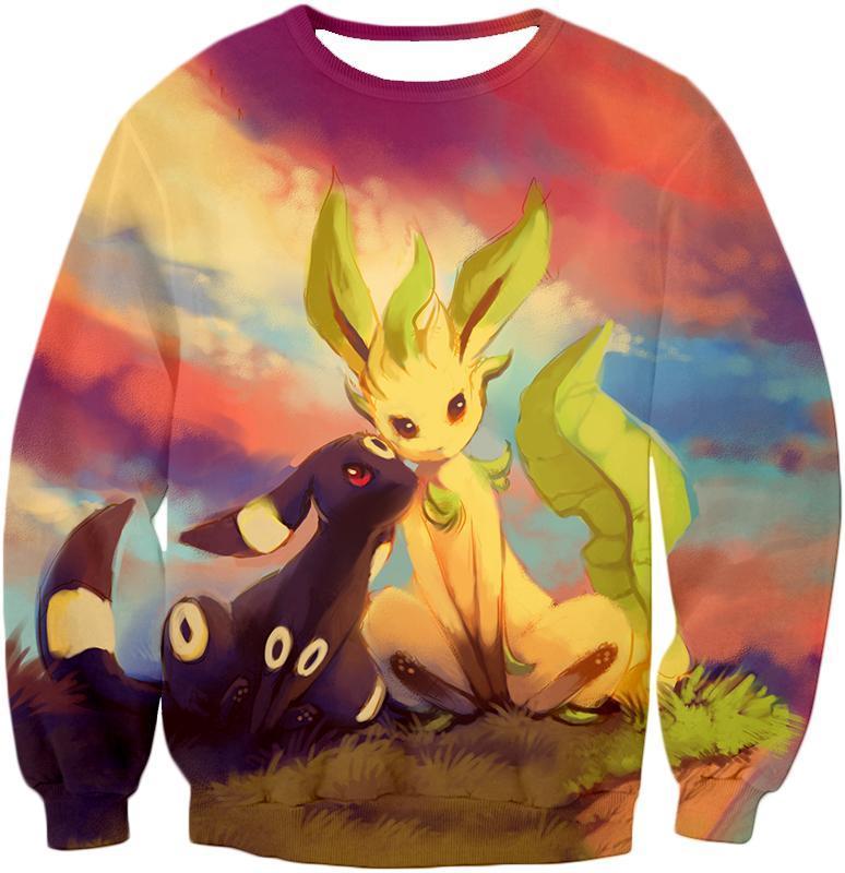 OtakuForm-OP Hoodie Sweatshirt / XXS Pokemon Hoodie - Pokemon Cute Wolf Umbreon and Leafeon Hoodie