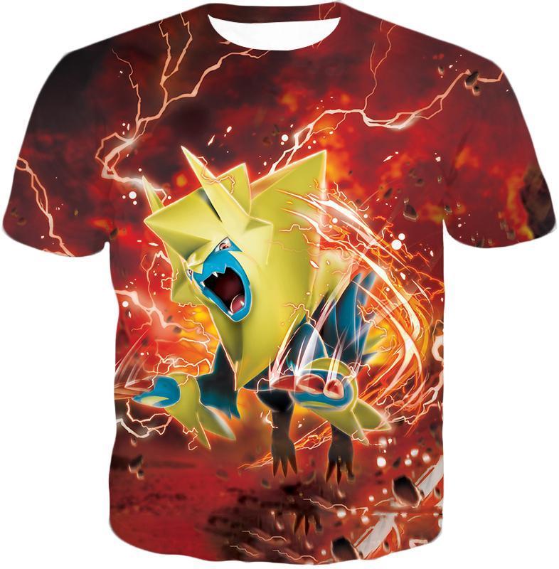OtakuForm-OP Hoodie T-Shirt / XXS Pokemon Hoodie - Pokemon Electric Type Pokemon Mega Manectric HD Graphic Red Hoodie