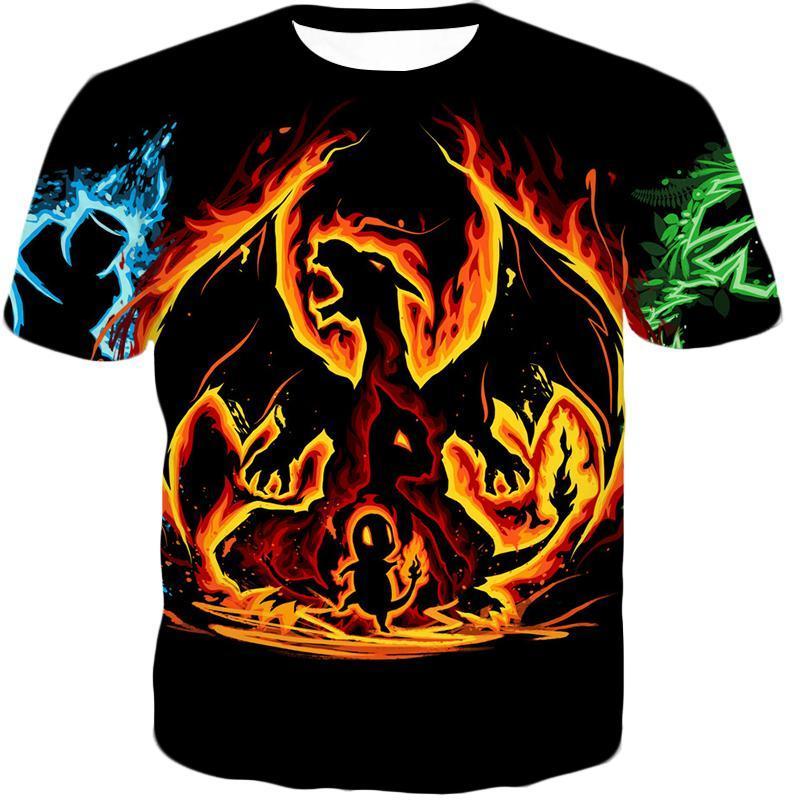 OtakuForm-OP T-Shirt T-Shirt / XXS Pokemon T-Shirt - Pokemon Amazing Fire Type Charmander Evolution Tree T-Shirt