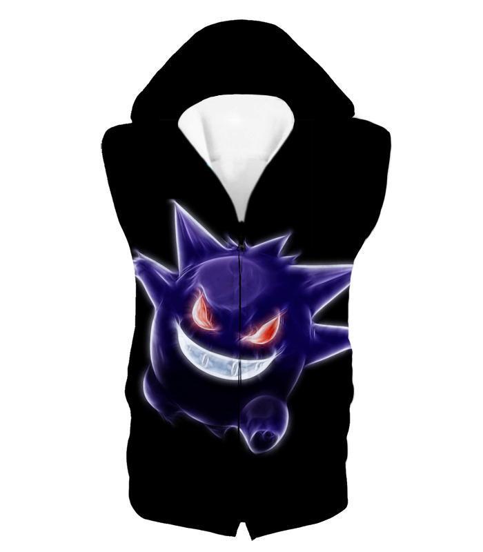 OtakuForm-OP T-Shirt Hooded Tank Top / XXS Pokemon T-Shirt - Pokemon Cool Ghost Type Pokemon Gengar Black T-Shirt