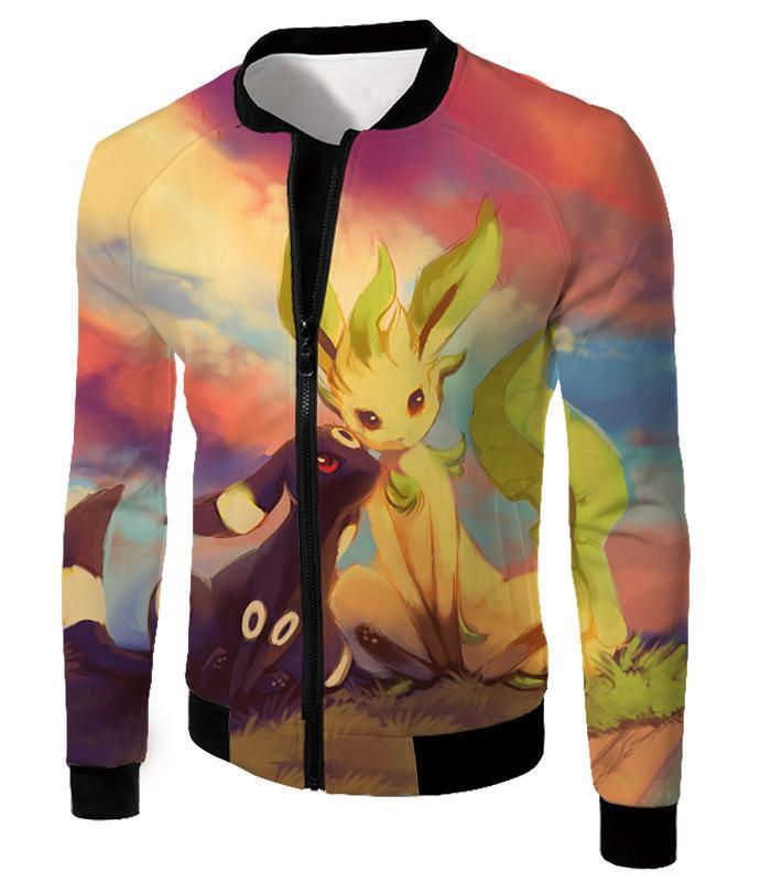 OtakuForm-OP T-Shirt Jacket / XXS Pokemon T-Shirt - Pokemon Cute Wolf Umbreon and Leafeon T-Shirt