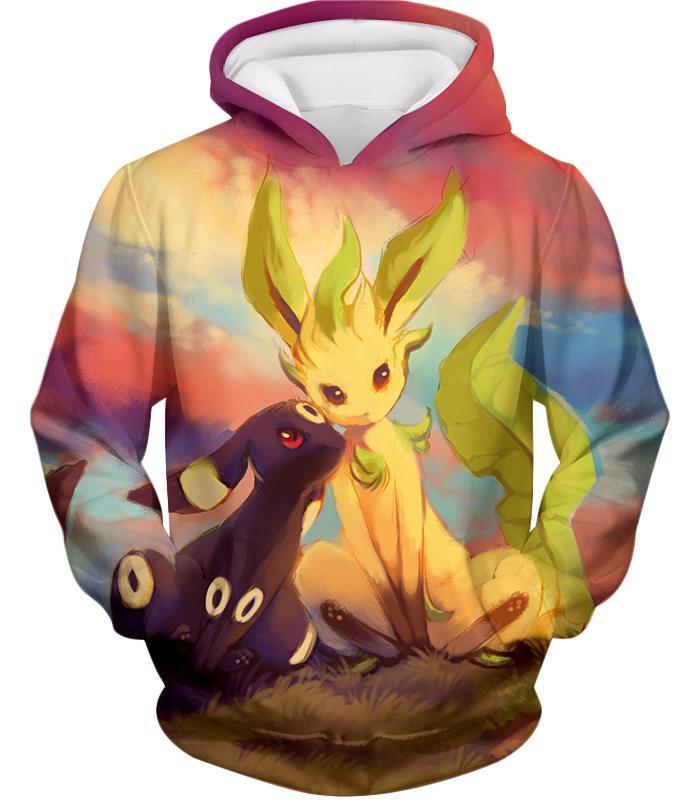 OtakuForm-OP T-Shirt Hoodie / XXS Pokemon T-Shirt - Pokemon Cute Wolf Umbreon and Leafeon T-Shirt
