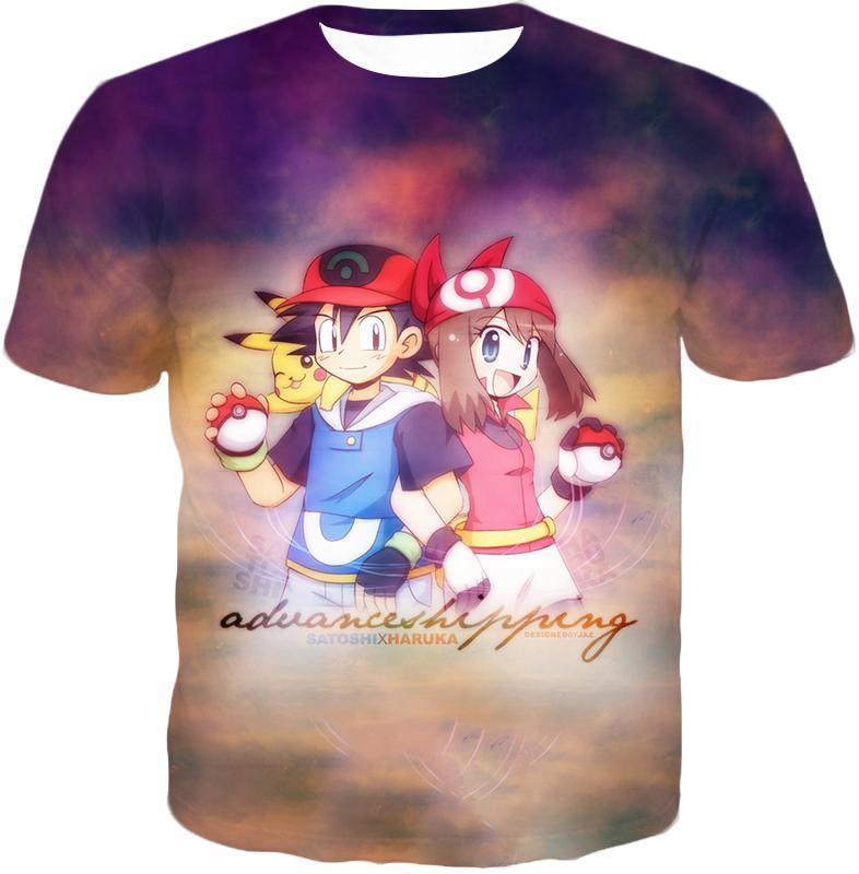 OtakuForm-OP T-Shirt T-Shirt / XXS Pokemon T-Shirt - Pokemon Pokemon Advance Generation Trainers Ash and May T-Shirt