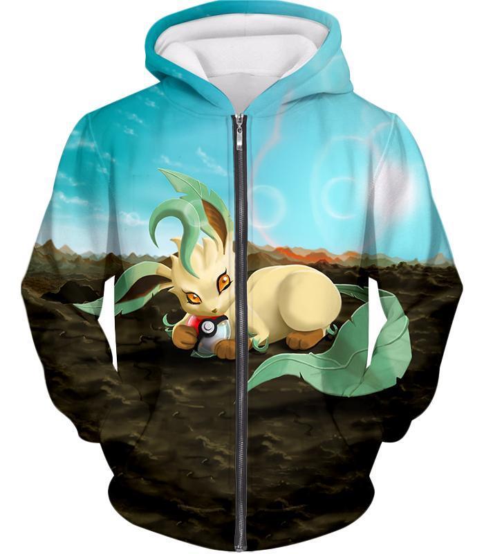 OtakuForm-OP T-Shirt Zip Up Hoodie / XXS Pokemon T-Shirt - Pokemon Very Cute Wolf Grass Type Pokemon Leafeon Cool T-Shirt