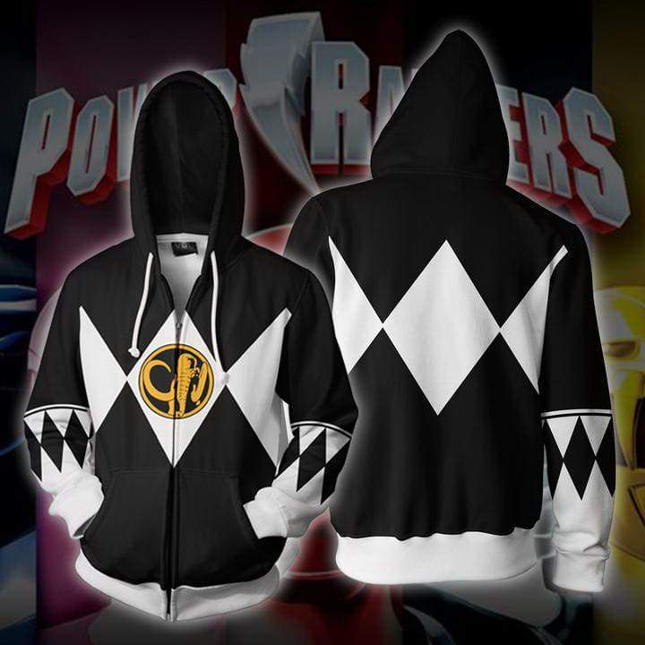 OtakuForm-OP Cosplay Jacket Zip Up Hoodie / US XS (Asian S) Power Rangers Black Zip Up Hoodie Jacket
