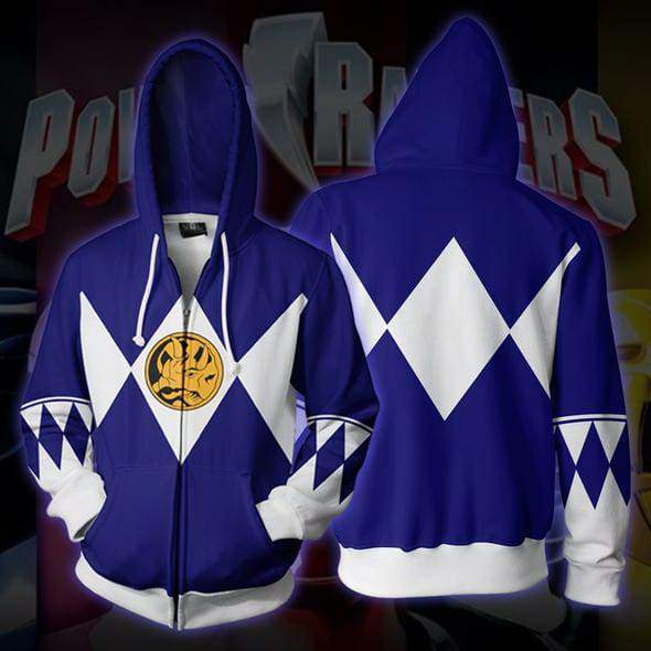 OtakuForm-OP Cosplay Jacket Zip Up Hoodie / US XS (Asian S) Power Rangers Blue Zip Up Hoodie Jacket