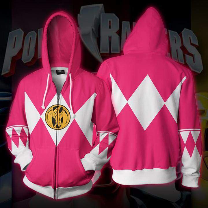 OtakuForm-OP Cosplay Jacket Zip Up Hoodie / US XS (Asian S) Power Rangers Pink Zip Up Hoodie Jacket