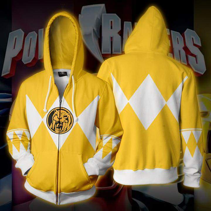 OtakuForm-OP Cosplay Jacket Zip Up Hoodie / US XS (Asian S) Power Rangers Yellow Zip Up Hoodie Jacket