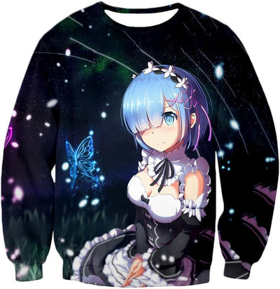 OtakuForm-OP Sweatshirt Sweatshirt / US XXS (Asian XS) Re:Zero Blue Haired Maid Rem Cute Anime Sweatshirt - Re:Zero Sweatshirt