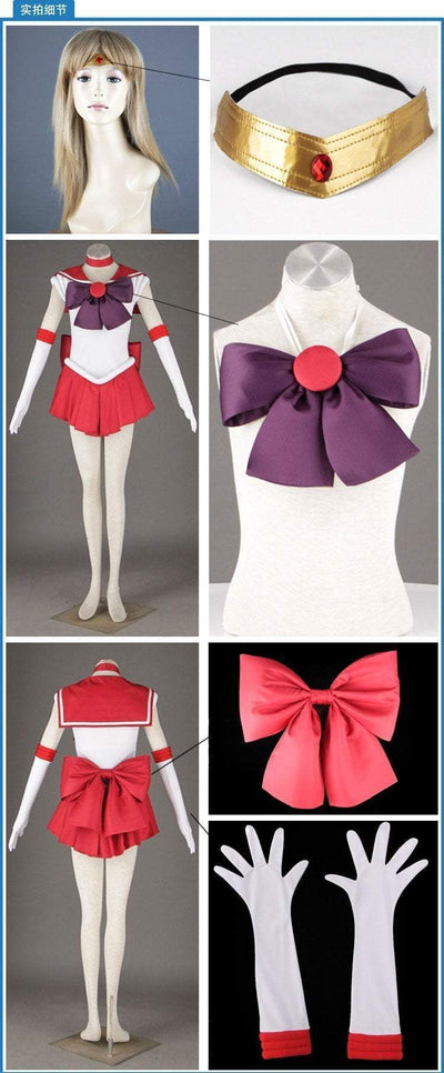 OtakuForm Women - XS / Red/White Sailor Moon Cosplay Costume - Rei Hino Anime Cosplay Costumes For Women