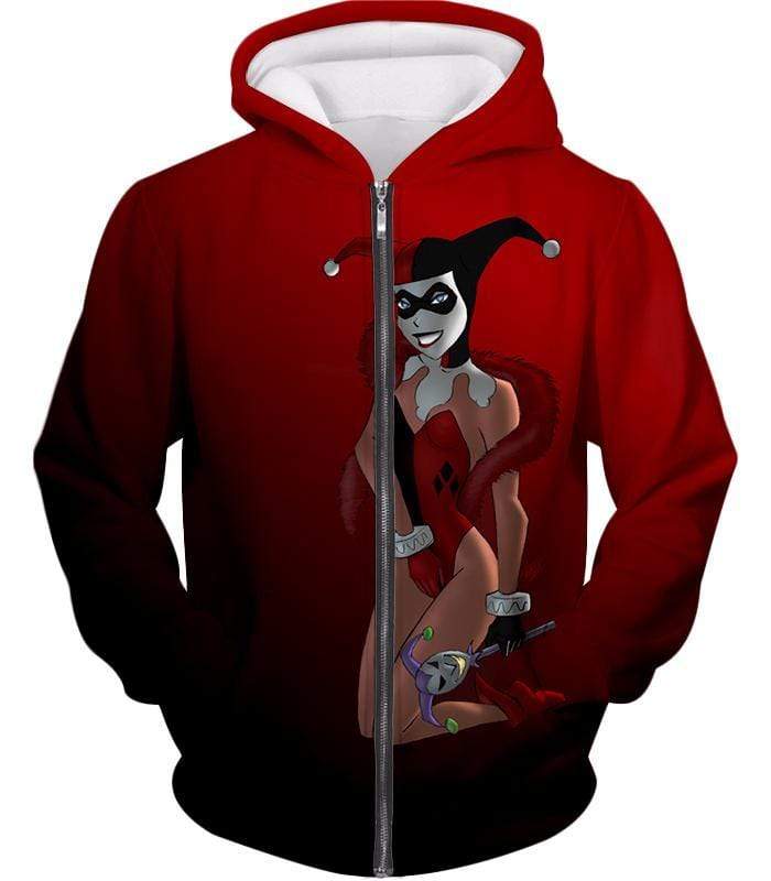 OtakuForm-OP Sweatshirt Zip Up Hoodie / XXS Sexy DC Comic Villain Harley Quinn Cool Red Sweatshirt