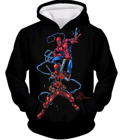 OtakuForm-OP Jacket Hoodie / XXS Super Cool Spiderman and Deadpool Action Black Jacket