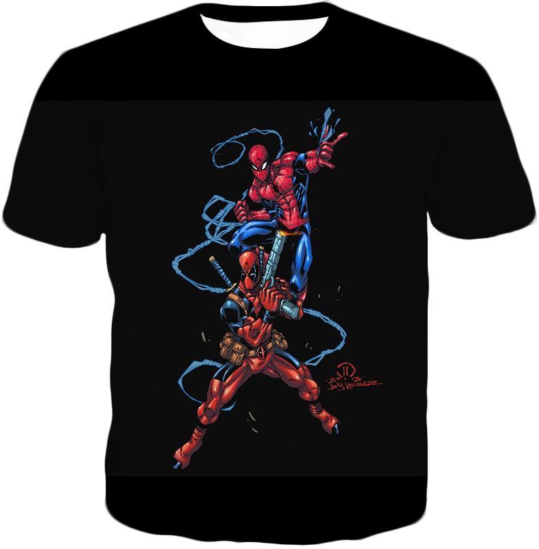 OtakuForm-OP Jacket T-Shirt / XXS Super Cool Spiderman and Deadpool Action Black Jacket