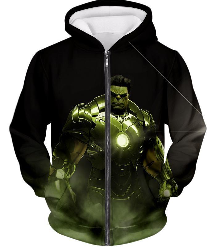 OtakuForm-OP Zip Up Hoodie Zip Up Hoodie / XXS Super Hulk in Iron Mans Hulkbuster Suit Black Zip Up Hoodie