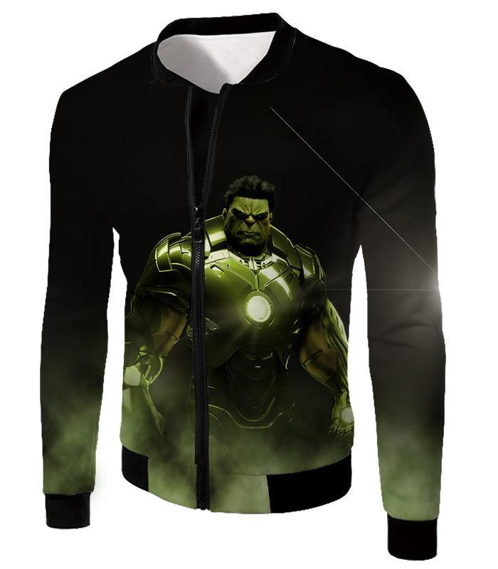 OtakuForm-OP Zip Up Hoodie Jacket / XXS Super Hulk in Iron Mans Hulkbuster Suit Black Zip Up Hoodie
