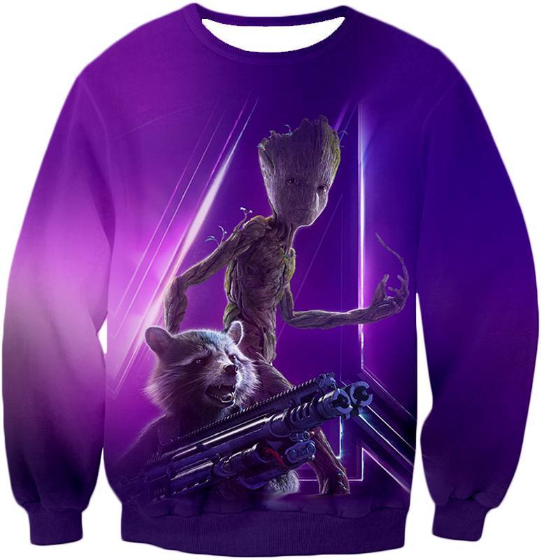 OtakuForm-OP Zip Up Hoodie Sweatshirt / XXS Super Kid Groot and Rocket Purple Zip Up Hoodie