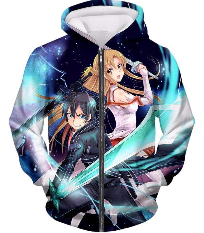 OtakuForm-OP Sweatshirt Zip Up Hoodie / XXS Sword Art Online Anime Couple Kirito and Asuna Ultimate Action Graphic Promo Sweatshirt  - Sword Art Online Sweatshirt