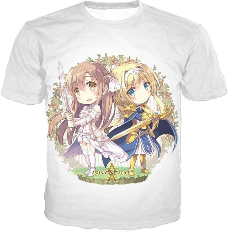 OtakuForm-OP Hoodie T-Shirt / XXS Sword Art Online Anime Girl Asuna and Alice Cool Anime Promo White Hoodie  - Sword Art Online Hoodie