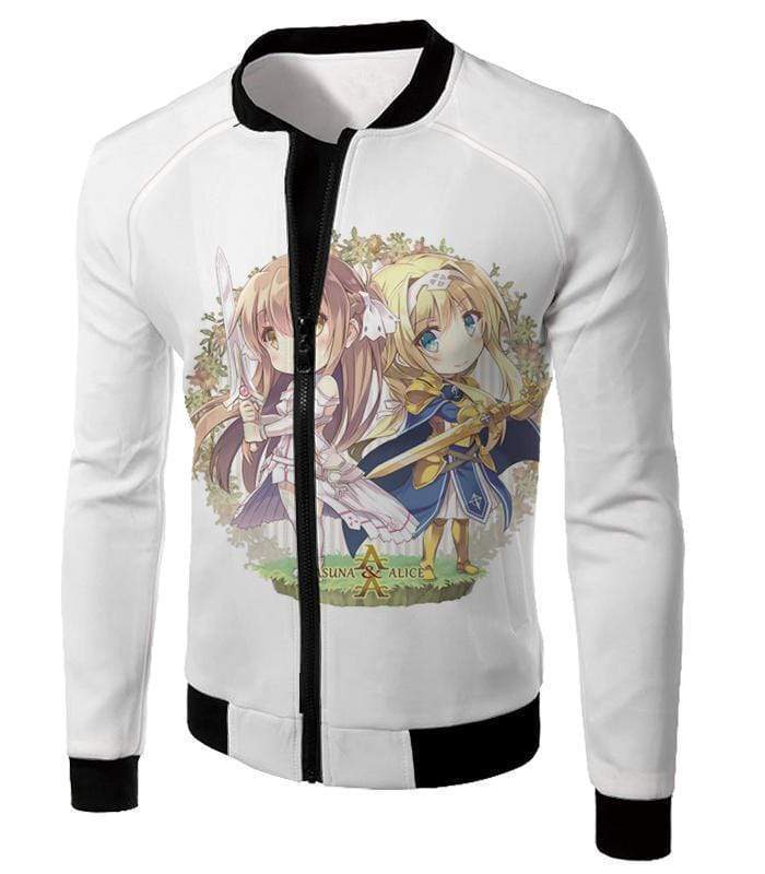 OtakuForm-OP T-Shirt Jacket / XXS Sword Art Online Anime Girl Asuna and Alice Cool Anime Promo White T-Shirt  - Sword Art Online T-Shirt