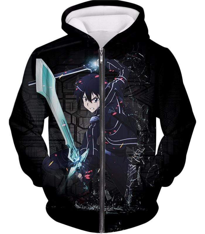 OtakuForm-OP Sweatshirt Zip Up Hoodie / XXS Sword Art Online Awesome Kirito Cool Sword Action Anime Graphic Sweatshirt