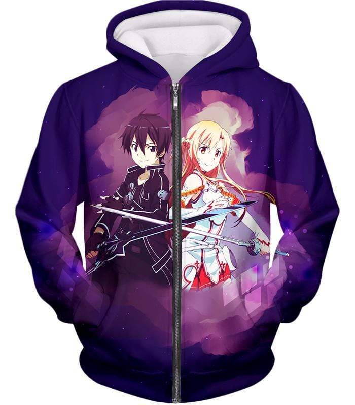 OtakuForm-OP Sweatshirt Zip Up Hoodie / XXS Sword Art Online Best Anime Couple Kirito and Asuna Cool Action Anime Sweatshirt