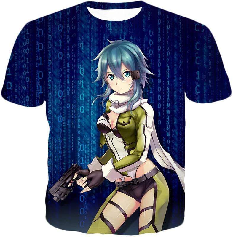 OtakuForm-OP T-Shirt T-Shirt / XXS Sword Art Online Cool Anime Promo Asada Shino Action Black Graphic T-Shirt  - Sword Art Online T-Shirt