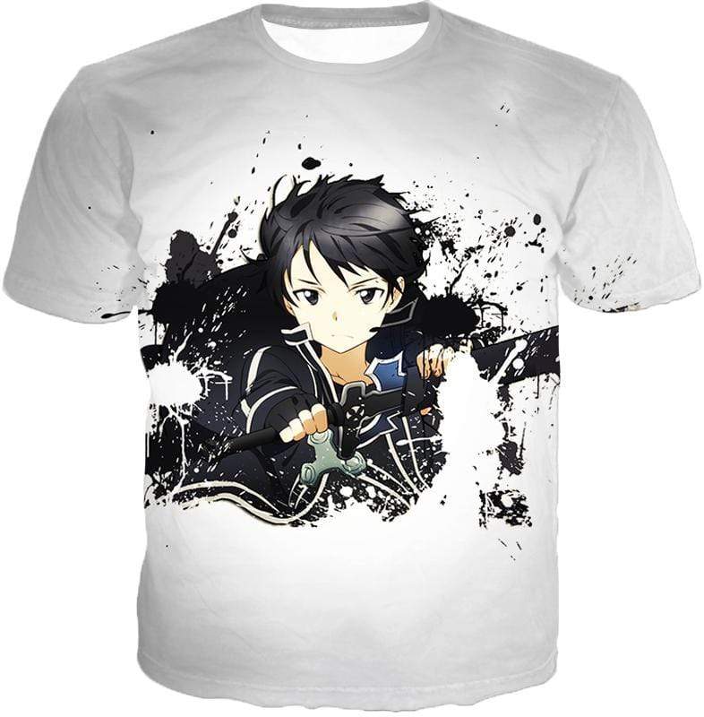 OtakuForm-OP Hoodie T-Shirt / XXS Sword Art Online Cool Hero Kirigaya Kazuto aka Kirito Action White Hoodie - Sword Art Online Hoodie
