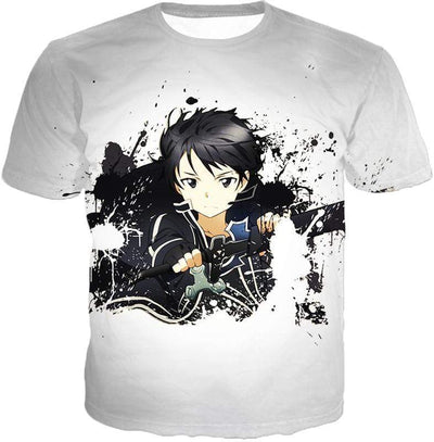 OtakuForm-OP T-Shirt T-Shirt / XXS Sword Art Online Cool Hero Kirigaya Kazuto aka Kirito Action White T-Shirt - Sword Art Online T-Shirt