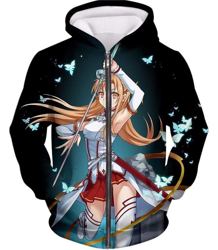 OtakuForm-OP Sweatshirt Zip Up Hoodie / XXS Sword Art Online Cute Anime Swordswoman Yuuki Asuna Graphic Sweatshirt - Sword Art Online Sweater